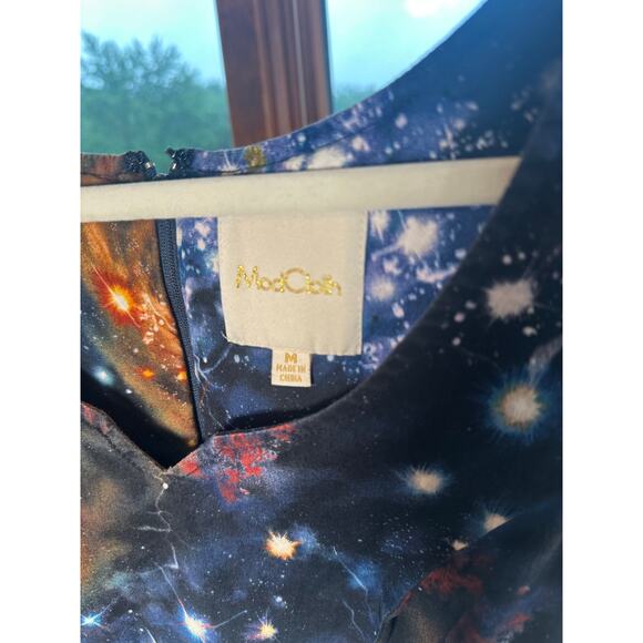 Modcloth Women's Blue Sleeveless Galaxy Universe Skater Dress Size Medium - Picture 6 of 9
